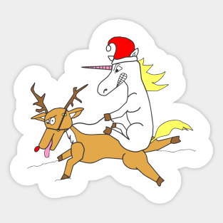 Unicorn Santa Sticker